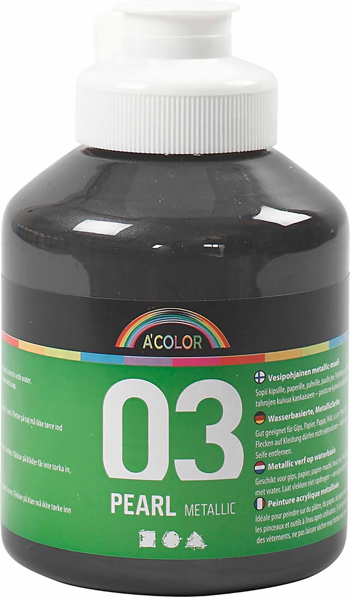A-Color metallic acrylverf, zwart, 03- metallic, 500 ml