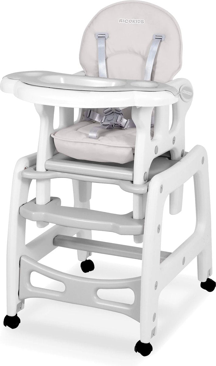 Ricokids Sinco 5-in-1 voedingsstoel, grijs