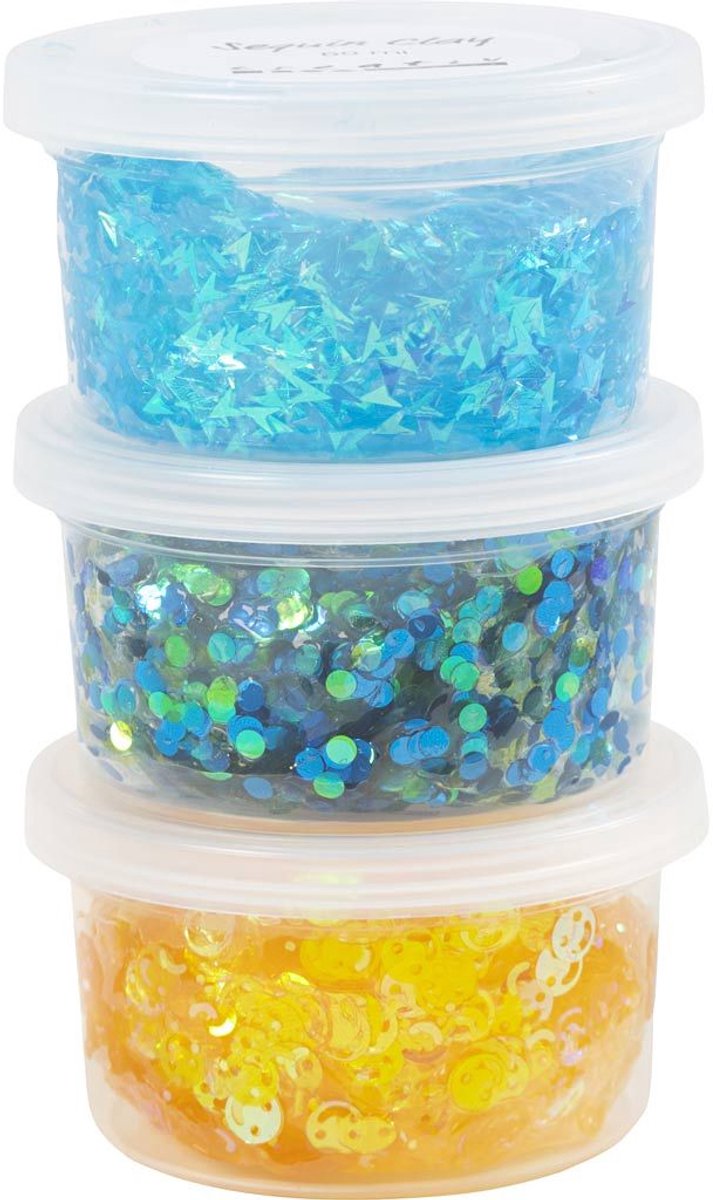 Creativ Company sequin clay blauw groen harmonie 3x60 gr