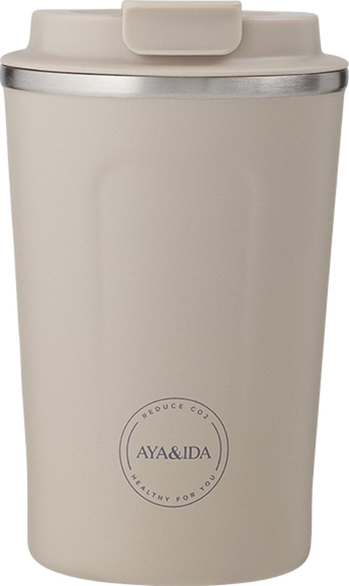 Aya Ida Aya ida - cup2go - thermosbeker - koffiebeker - coffee to go - reisbeker - meenemen - 380ml - cream beige