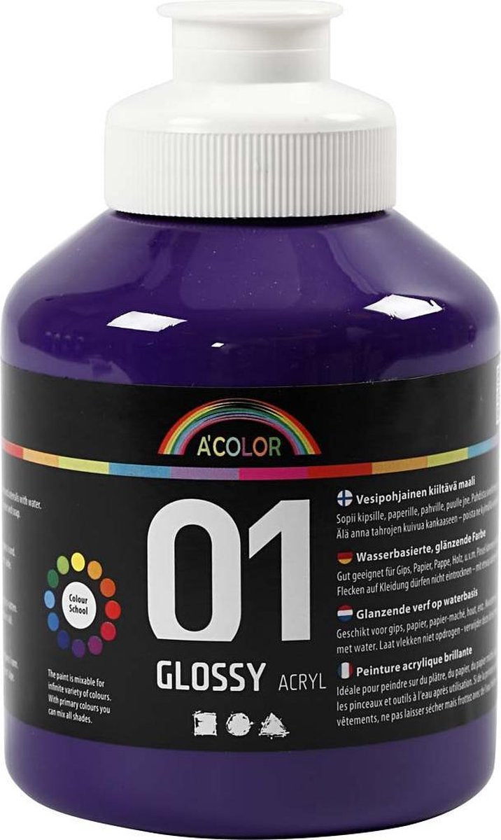 A-Color glossy acrylverf, violet, 01 - glossy, 500 ml