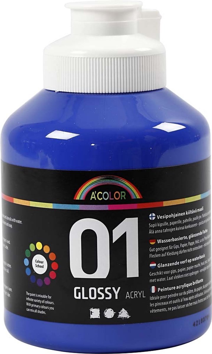 A-Color glossy acrylverf, blauw, 01 - glossy, 500 ml