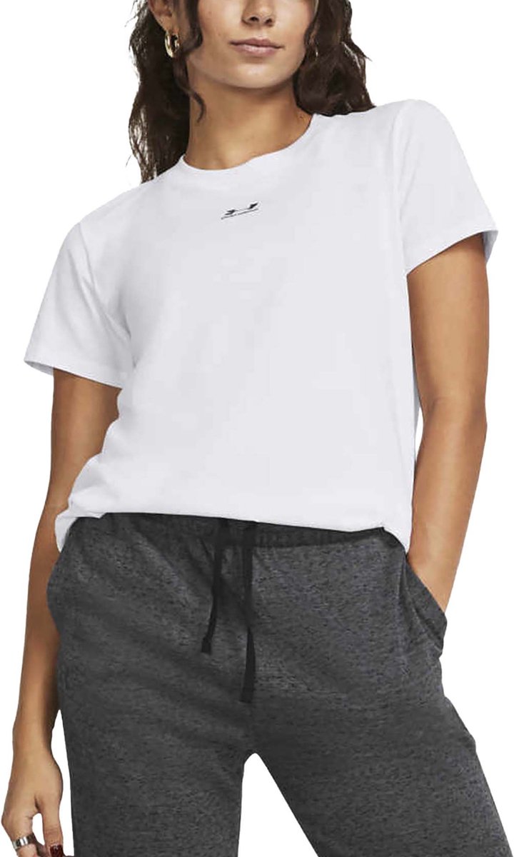 Under Armour ua rival core ss-wht dames sportshirt - wit - zwart