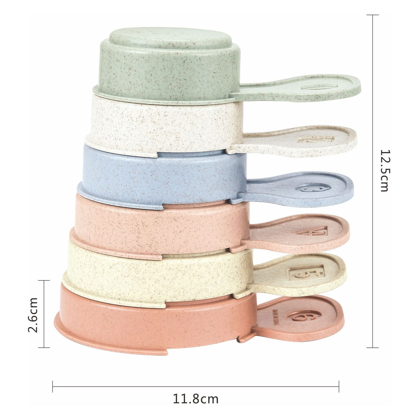 Lobbes Stapelbekers met handvat pastel, 6dlg.