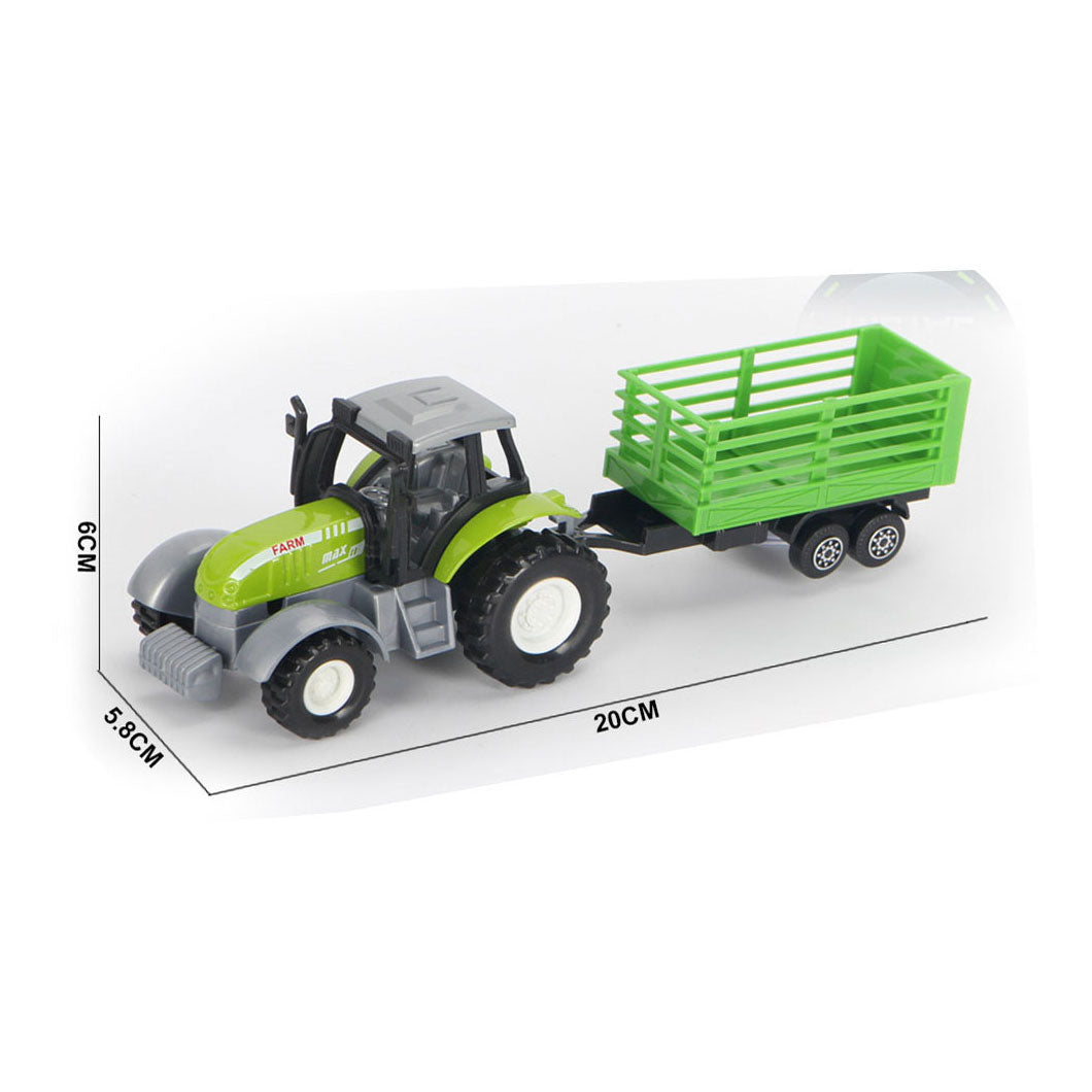 Lobbes Speelgoed BV Die-cast groene trekker met aanhanger en pull-backfunctie