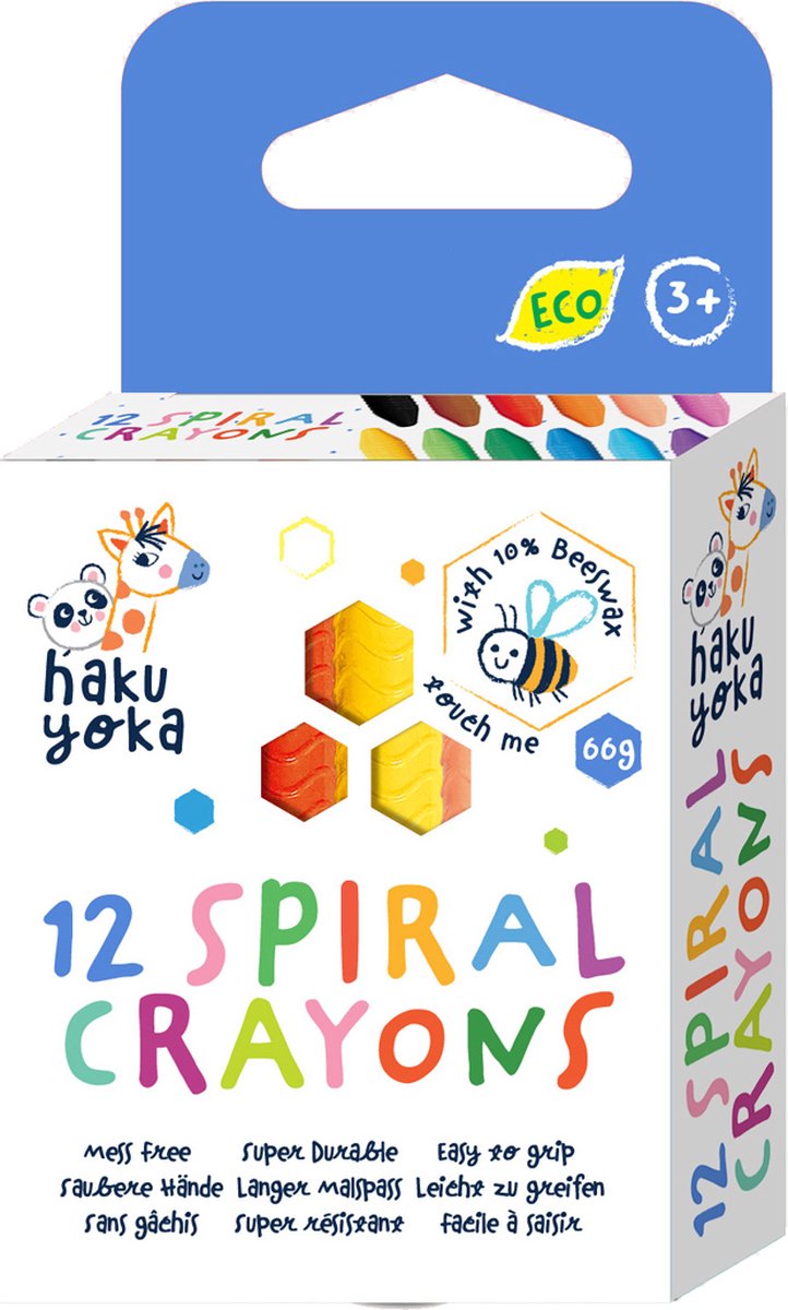 Haku Yoka spiraalkrijtjes - 12 stuks - bevat 10% bijenwas - 3 jaar