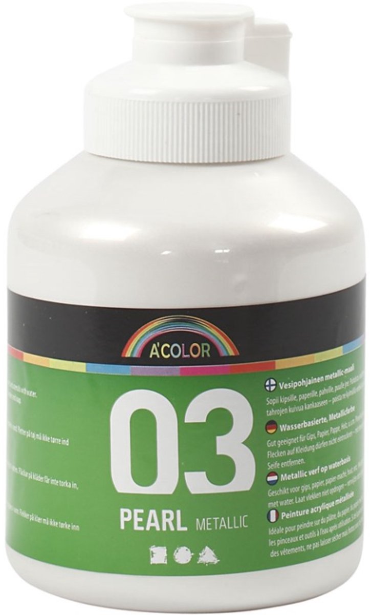 A-Color acrylverf, wit, 03 - metallic, 500 ml