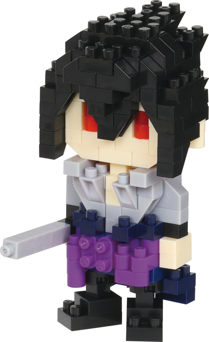 Bandai - nanoblock - sasuke uchiha - naruto shippuden - mini brick figuur - bouwset - pixel manga figuur bouwpakket - nbcc135
