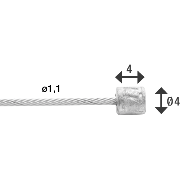 Elvedes Cable Systems BV Schakel binnenkabel elvedes 2250 mm 7 x 7 draads rvs ø1,1 mm met n-nippel ø4,5 × 4,5 (doos à 50 stuks) - zilver