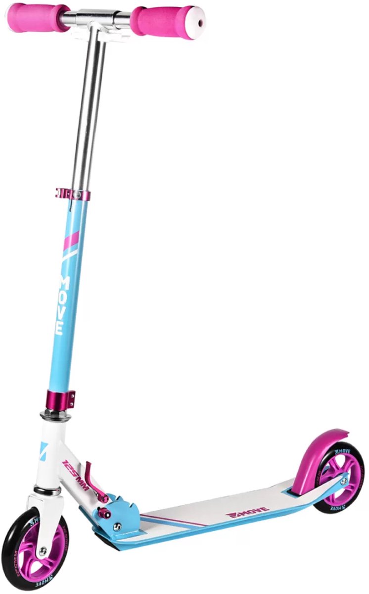 Move Step - scooter 125 white - wit roze - 125mm - vouwbaar - in hoogte verstelbaar - vanaf 3 jaar