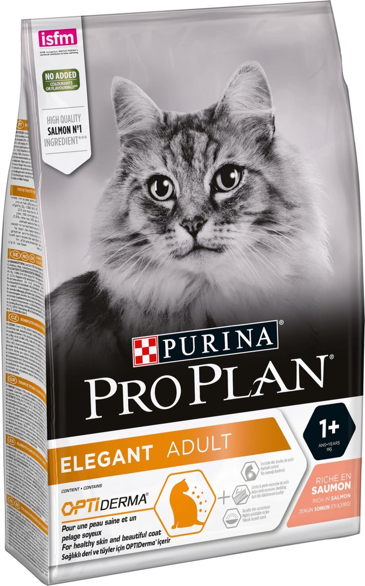 Pro Plan Proplan hoge zalmkroketten elegante optiderma - voor volwassen katten - 3 kg