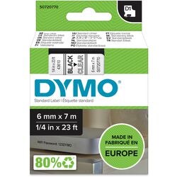 Tapes Dymo D1 polyester 6mmx7m zwart-transparant glanzend