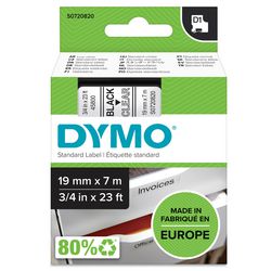 Tapes Dymo D1 polyester 19mmx7m zwart-transparant glanzend