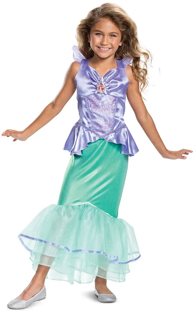 Disguise Disney the little mermaid ariel deluxe kostuum jurk kinderen - kids tm 8 jaar - paars groen
