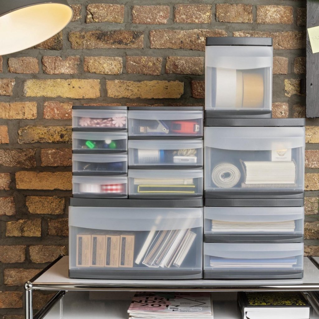 Rotho systemix design ladekast met 2 lades 39.5x25.5x20.3 cm antraciet