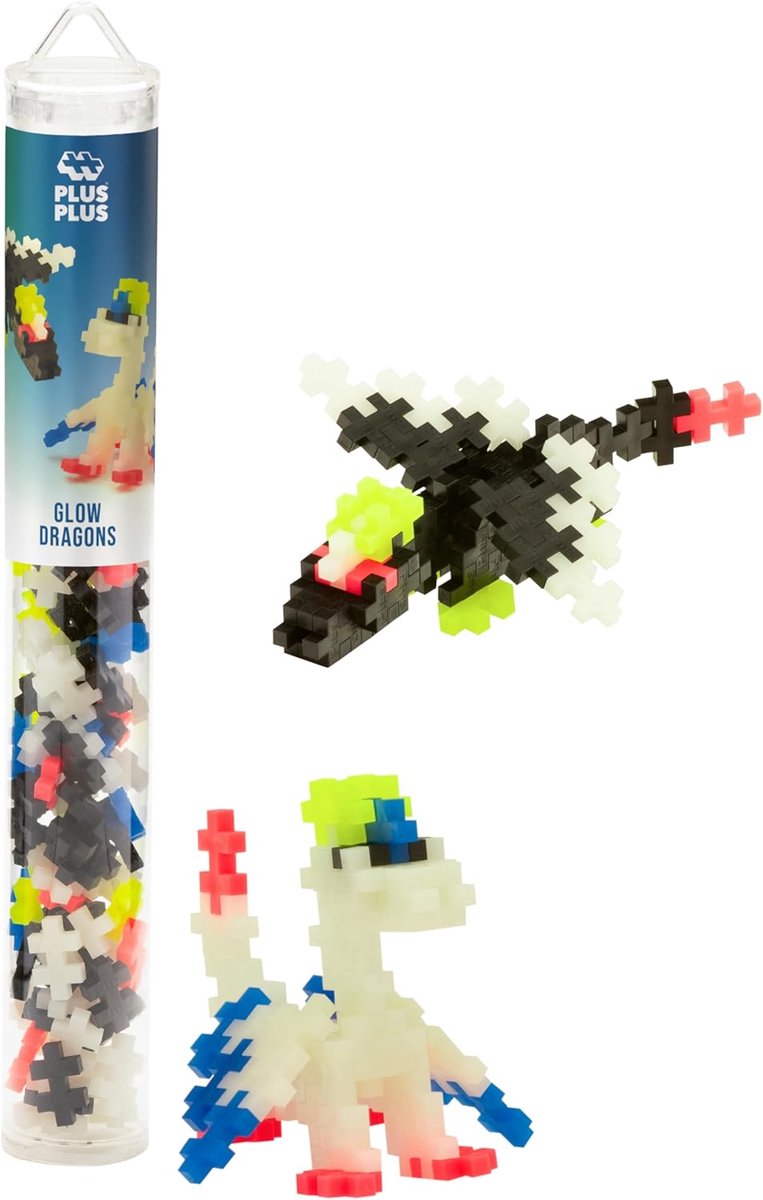Plus-Plus glow dragons draken – 100 delige bouwset – 4377 – bouwspeelgoed – constructiespeelgoed – set met bouwstenen – vanaf 5 jaar