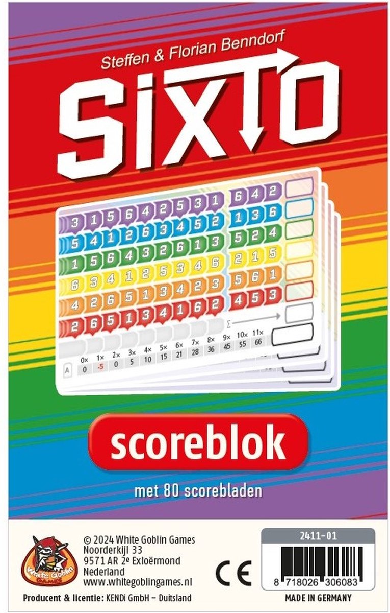 White Goblin Games sixto scorebloks - dubbelzijdig scoreblad - 80 vellen