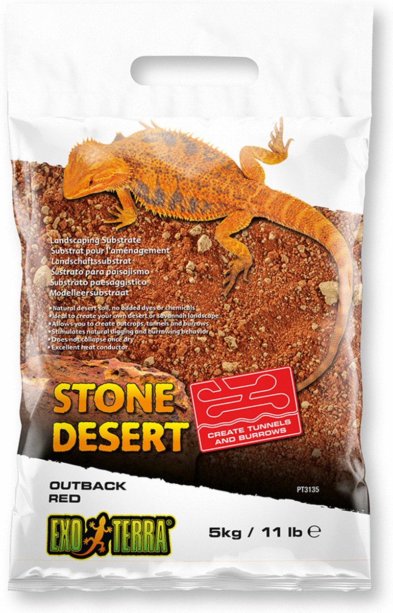 Exo Terra - bodembedekking - reptielen - stone desert substraat outback red 5kg - 35x20x6cm rood - 1st
