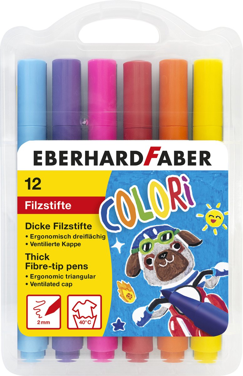 Eberhard Faber viltstiften - jumbo 2mm - 12 kleuren in etui - ef-551213