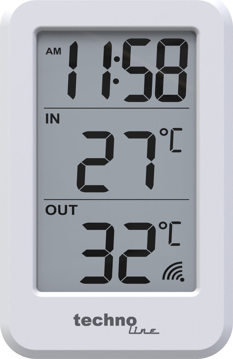 Technoline Thermometer ws 9172 70x110x22mm wit met 1 buitensensor 100m