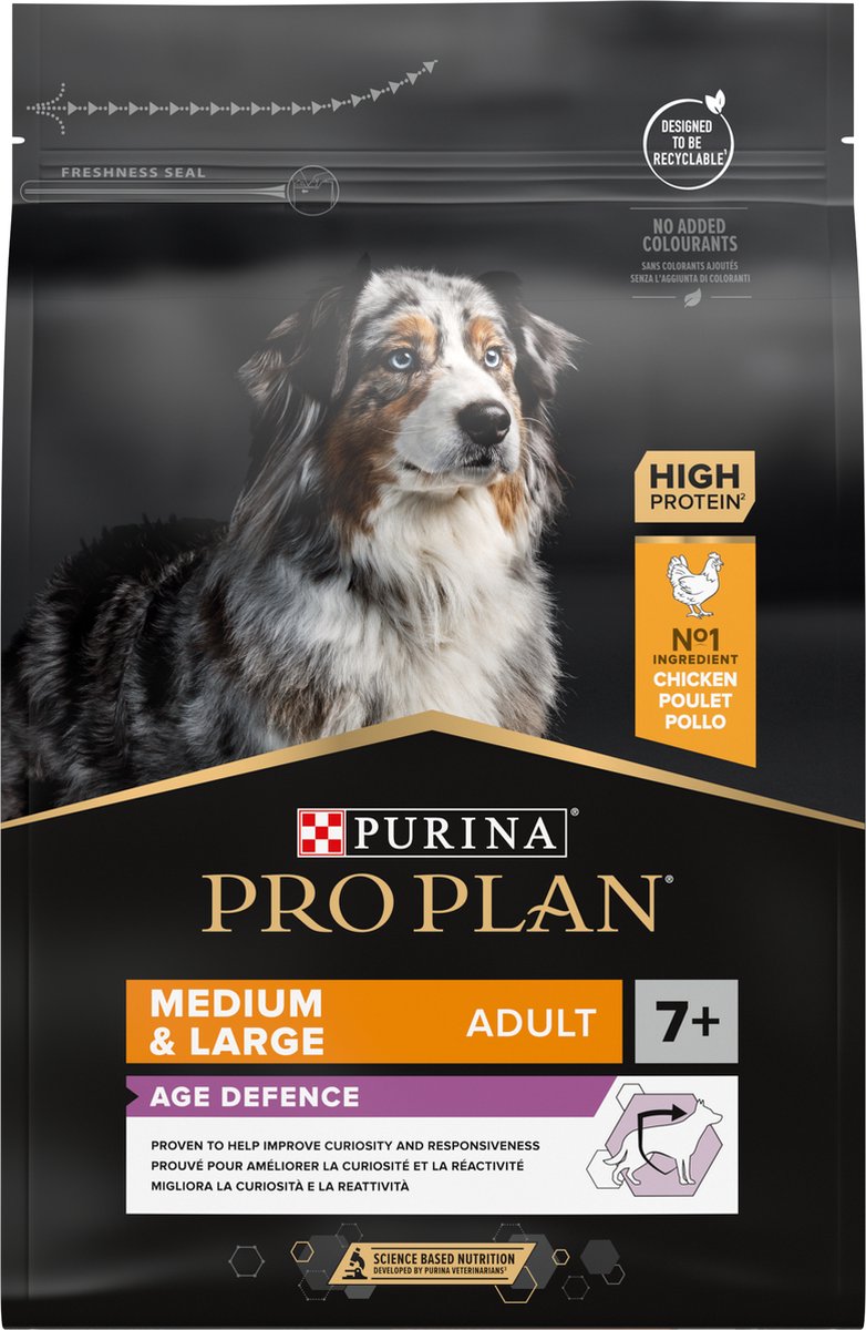 Pro Plan medium large adult 7+ (senior) age defence - honden droogvoer - kip - 3 kg