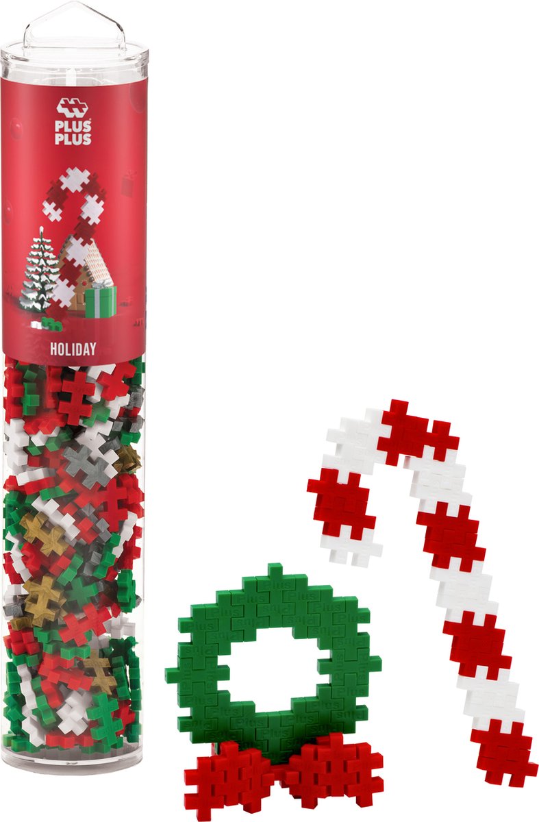 Plus-Plus tube holiday christmas kerst 240 delige bouwset - 4304 - bouwspeelgoed - constructiespeelgoed - set met bouwstenen - vanaf 5 jaar