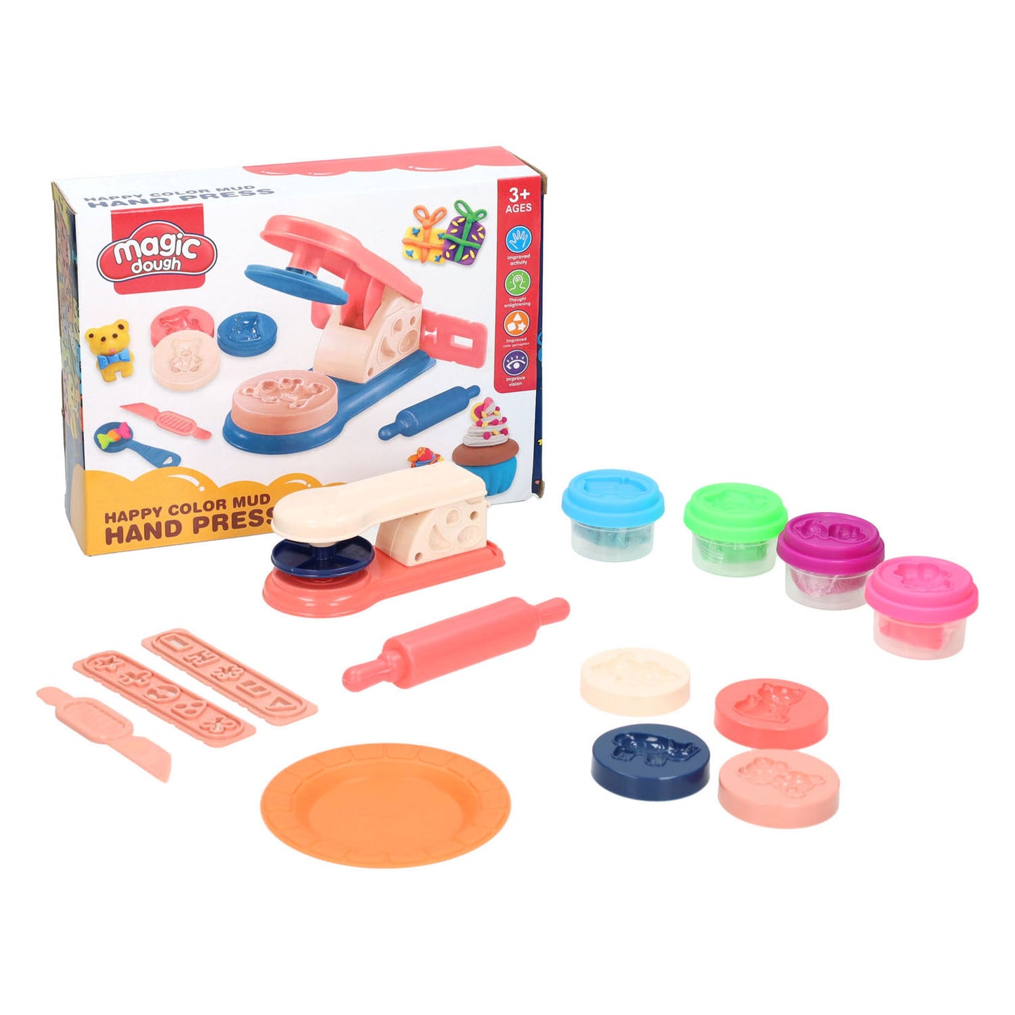 Lobbes Speelgoed BV Kleiset met klei pers - 4 kleuren klei