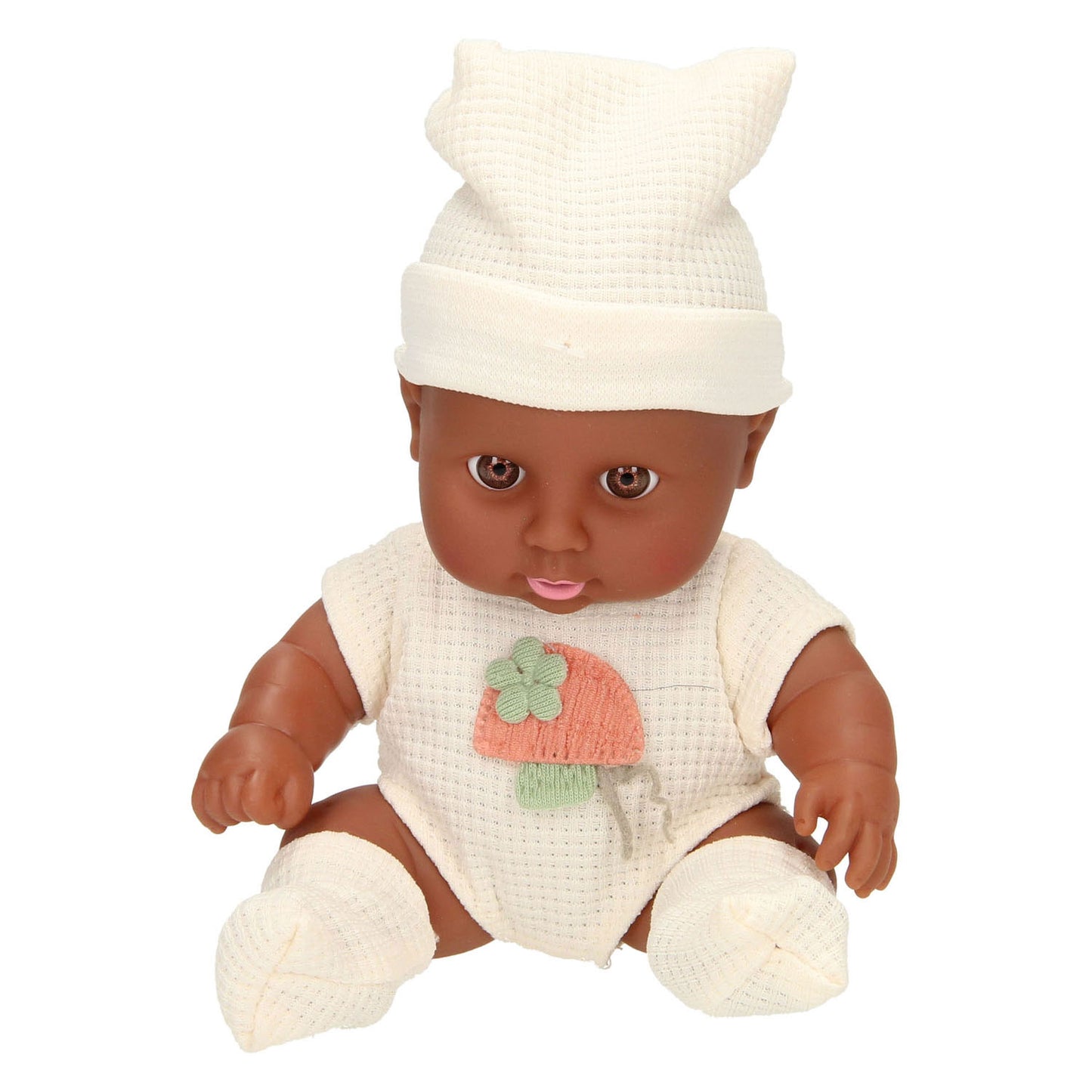 Lobbes Babypopje met wafelpakje en muts