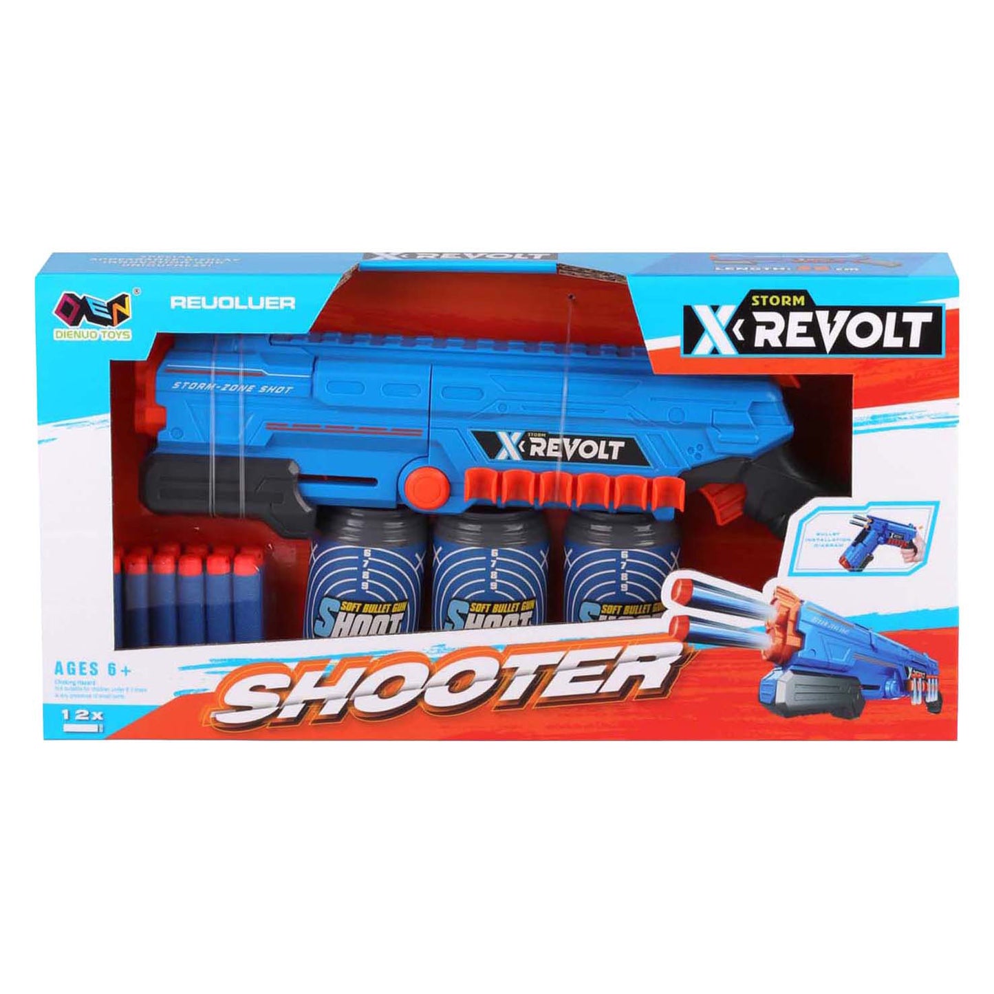 Lobbes Speelgoed BV Shooter x revolt - met 12 zachte pijlen en 3 blikken