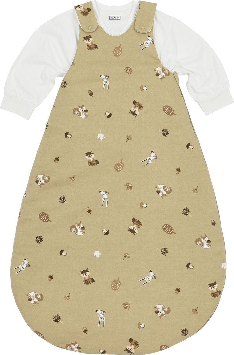 Meyco baby slaapzak winter forest animals - rond tweedelig - sand - 80 86 - winterslaapzak