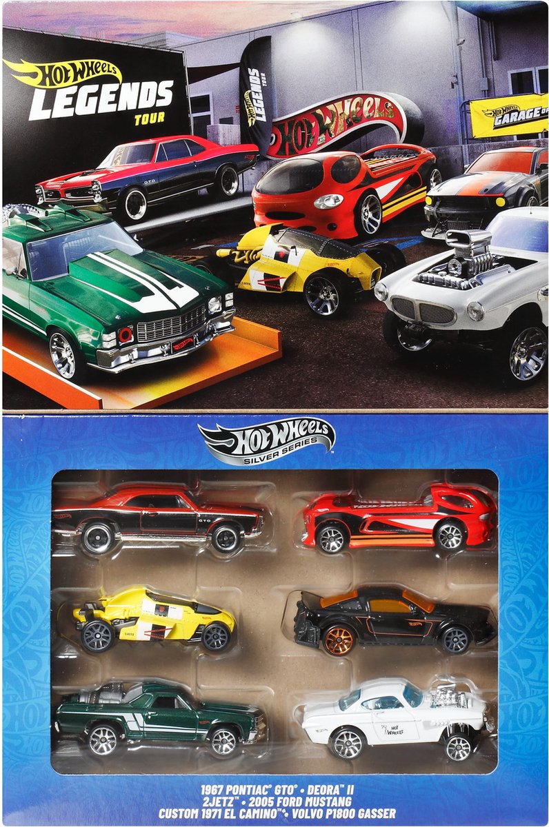 Hot Wheels set van 6 hw legends voertuigen (stijlen kunnen variëren)