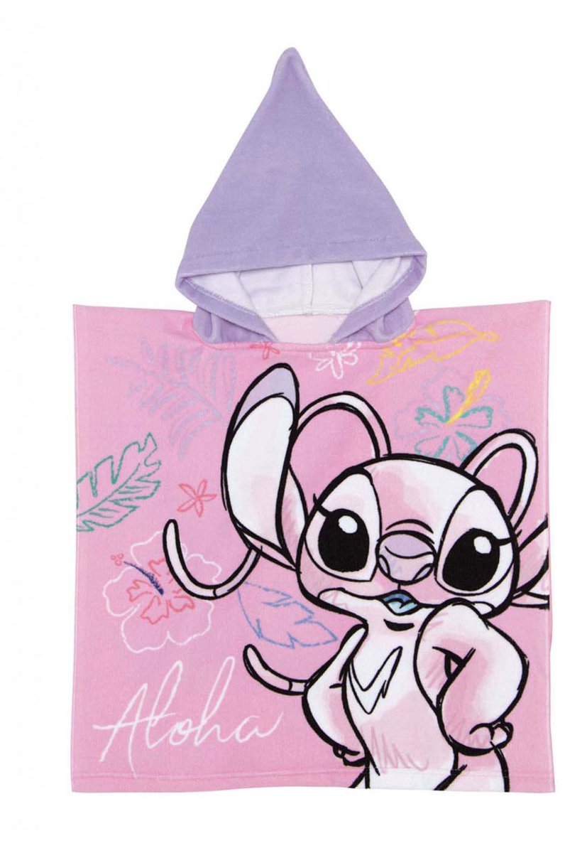Merkloos Sans Marque Poncho handdoek stitch angel voor kinderen - zachte badcape multicolor.