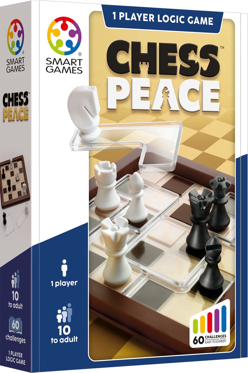 SmartGames chess peace - logisch denkspel met schaakregels - 60 educatieve strategie uitdagingen - iq breinbreker solospel - vanaf 8 jaar