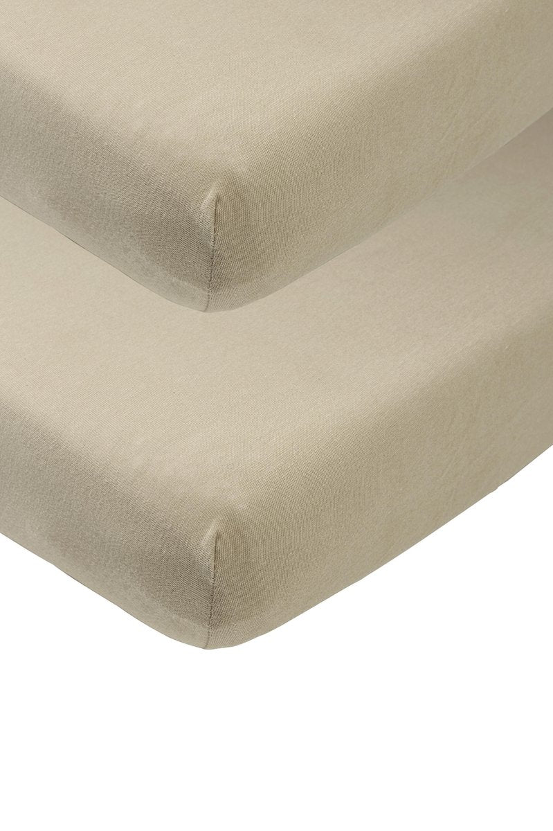 Meyco baby uni hoeslaken juniorbed - 2-pack - taupe - 70x140 150cm