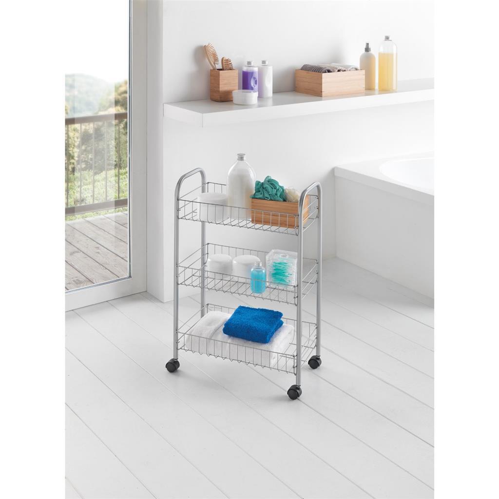 Metaltex Tomado keuken badkamer opbergtrolley lugano 41x23x63 cm wieltjes
