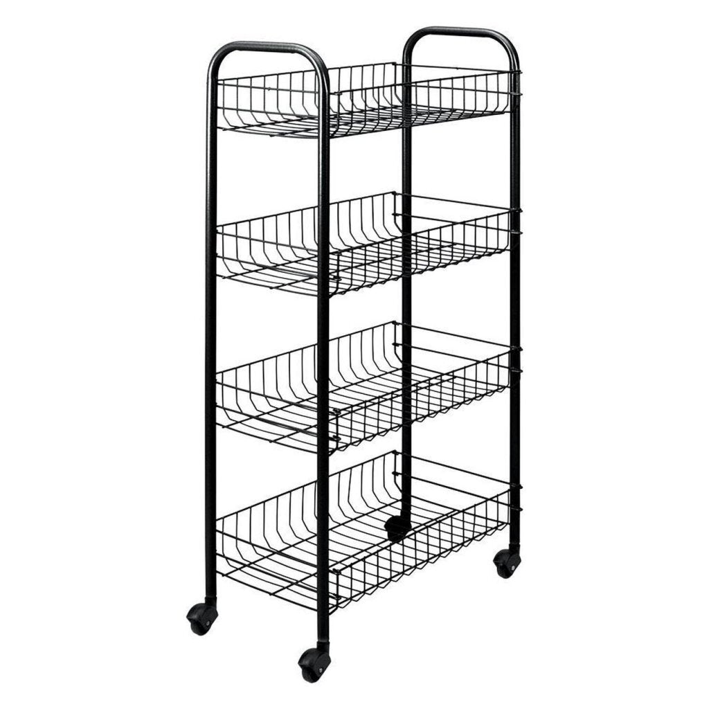 Tomado-Metaltex keuken badkamer opbergtrolley pisa met 4 manden zwart