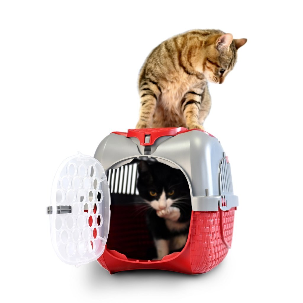 Bama pet transportbox 52x33x34 cm rood zilver