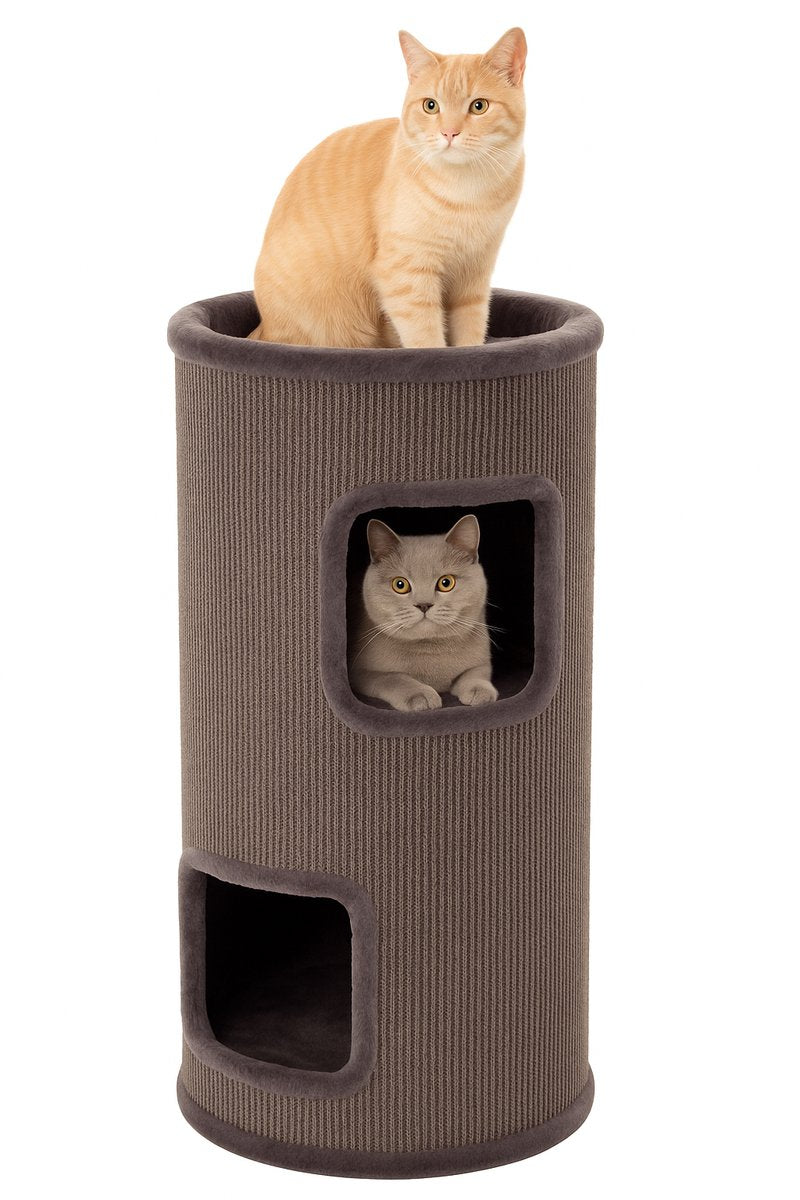 Flamingo Krabton voor katten – krabton enes grijs m – 42x42x90 cm – luxe krabmeubel met 3 verdiepingen – first class selection