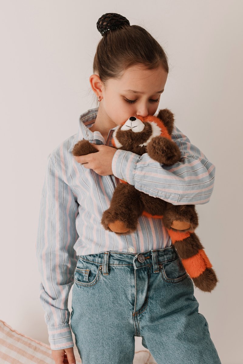 ONE LOVE knuffel - rode panda rusty - 43cm - oranje en bruin - 0 jaar