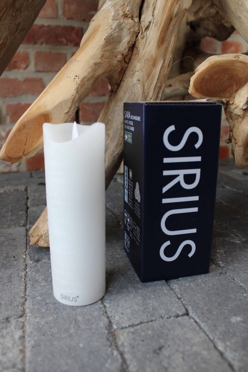 Sirius Kaars sara oplaadbaar wit diam 5cm x h 15cm