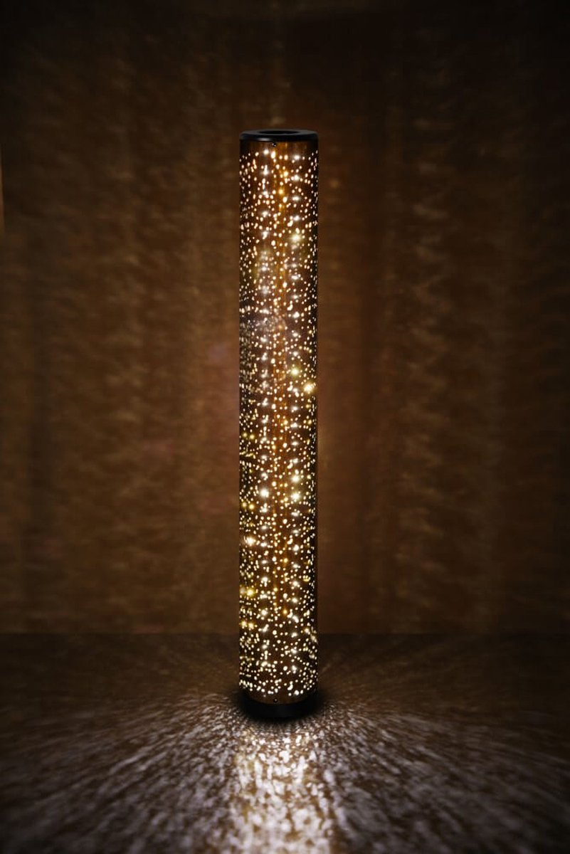 TRIO taco vloerlamp - zwart goud - smd led 8w - voetschakelaar - sterreneffect