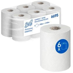 Handdoek Essential Slimroll Scott 190mtr wit 6 rollen