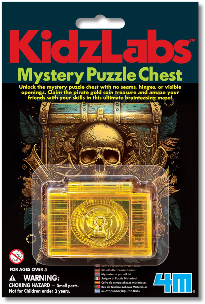 4M iq puzzel - kraak de geheime schatkist - wetenschap en spel - breinbrekers - kidzlabs - 5+