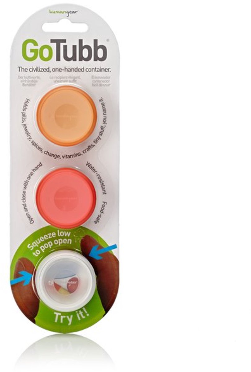 Human Gear - gotubb 3-pack - small - clear orange red - pillendoosje - opbergdoosje