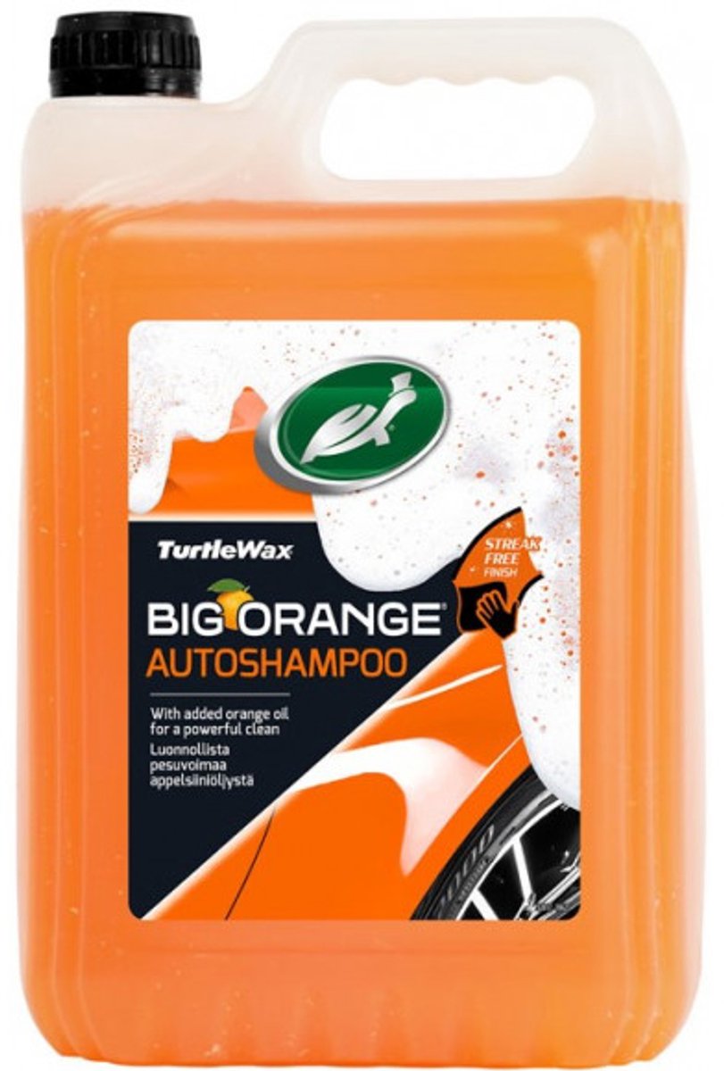 Turtle Wax big orange auto shampoo - verwijdert snel vuil en viezigheid – geeft schitterende glans – streepvrij resultaat - 5 liter