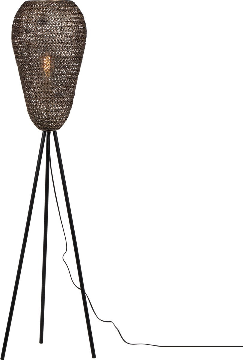 TRIO ziva - vloerlamp - oud messing - excl. 1x e27 4 w - voetschakelaar