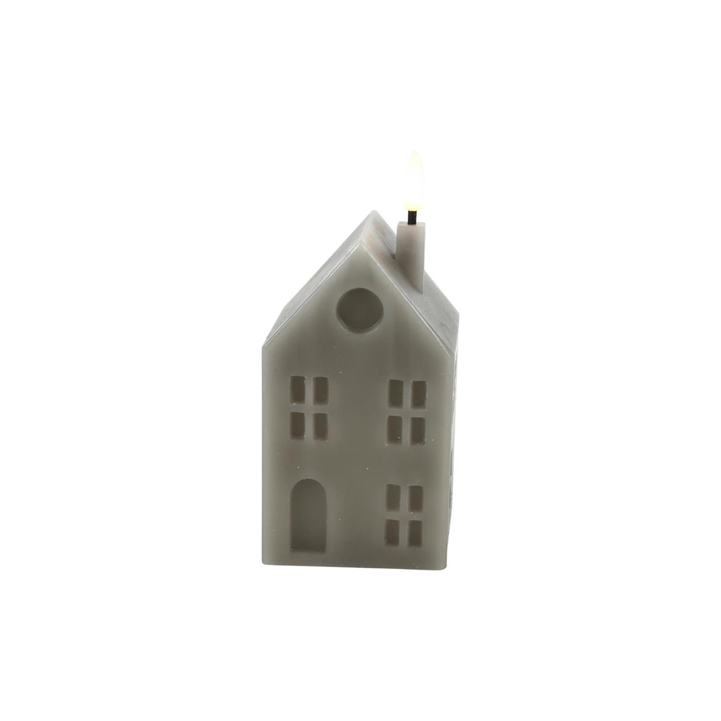 Countryfield Led kaars huis m grijs 6,5x7,5x16cm