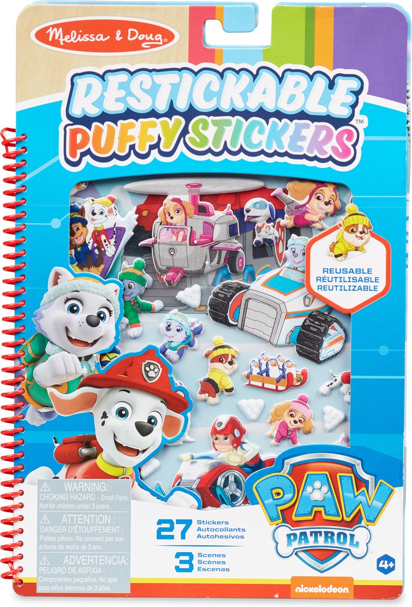 Melissa Doug paw patrol herplakbare puffy stickers - jake's mountain (27 herbruikbare stickers)