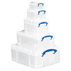 Voordeelpakket dozen Realy Useful Box 0,7 1,6 3 9 18L stapelbaar deksel