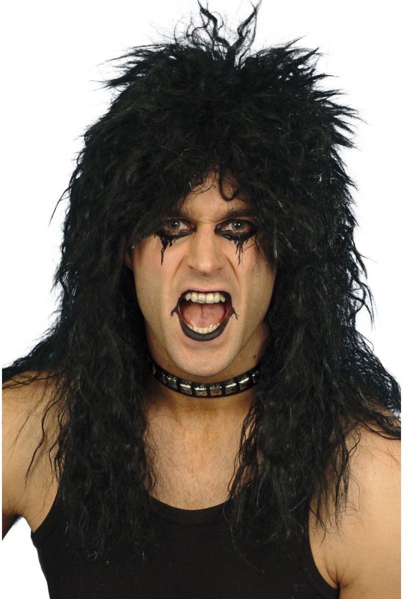 Smiffys Verkleed pruik - rockers - zwart - herenpruik - rockerpruik - rockstar - carnaval